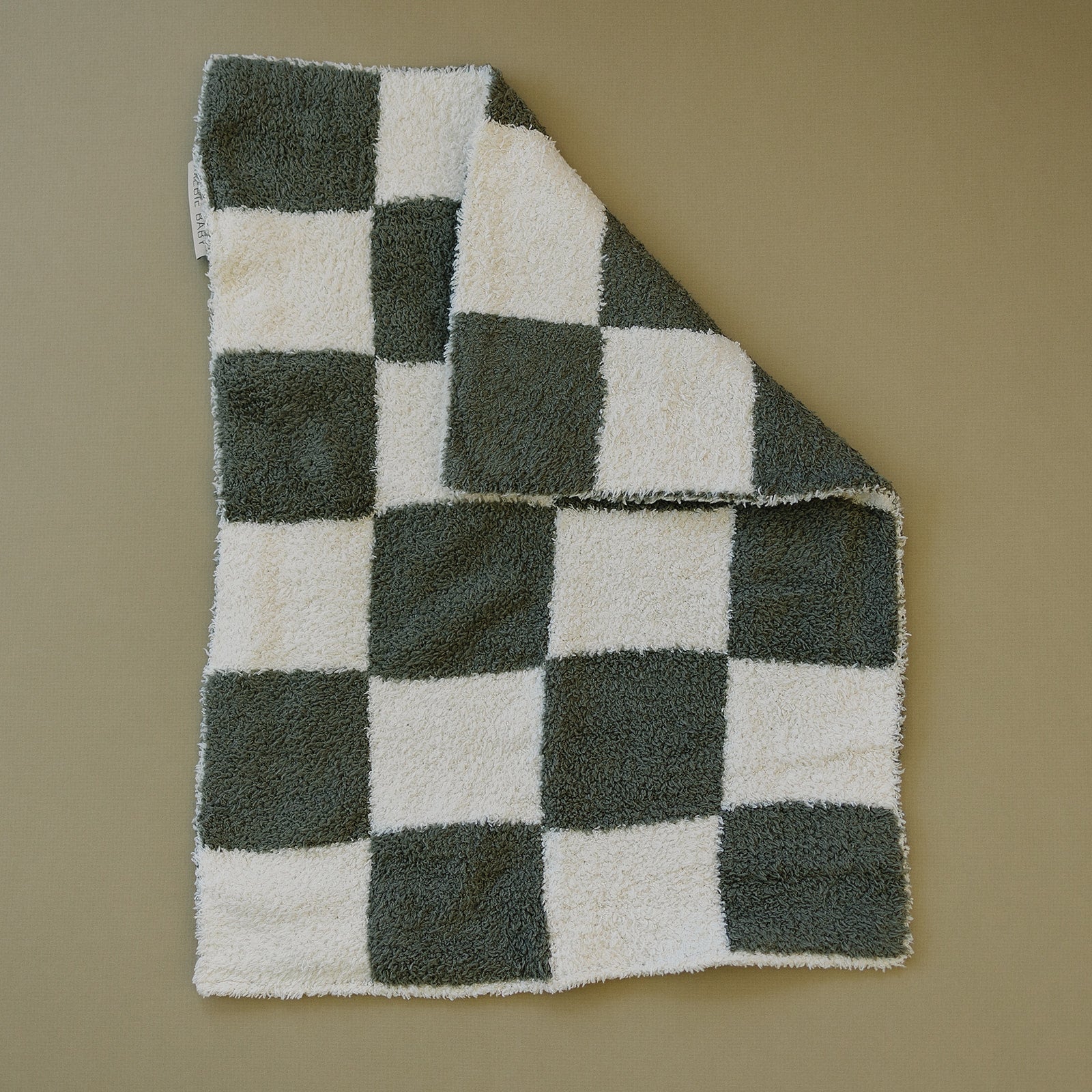 Green Checkered Plush Blanket  Mebie Baby   