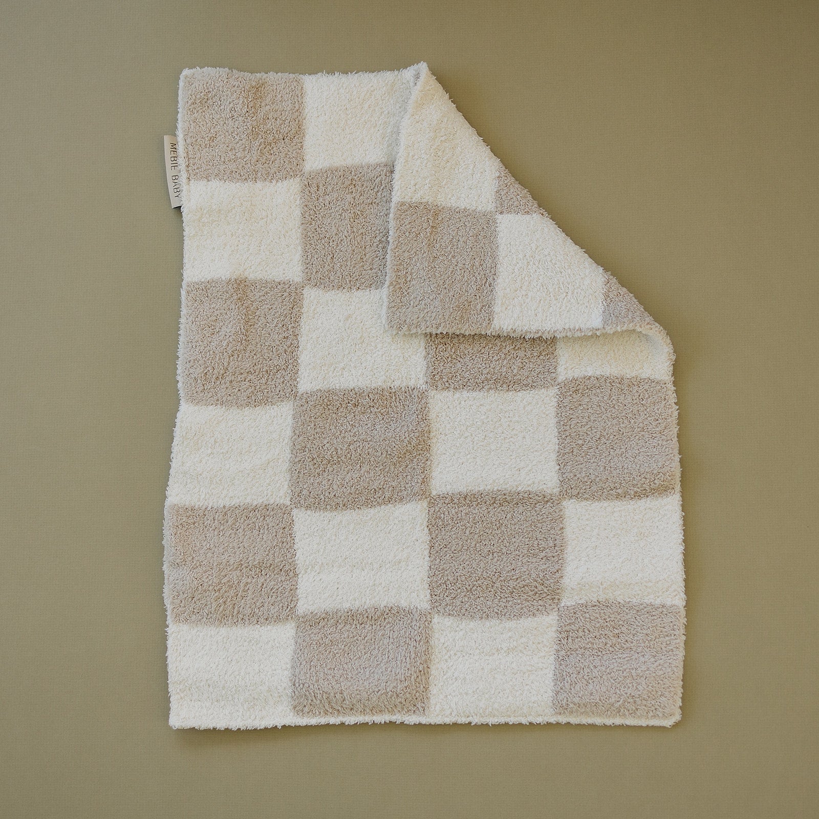 Taupe Checkered Plush Blanket  Mebie Baby   