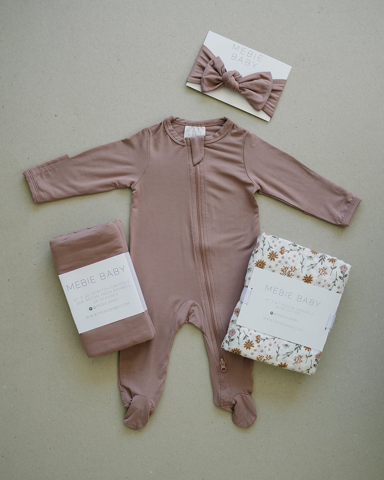 Dusty Rose Bamboo Zipper  Mebie Baby   