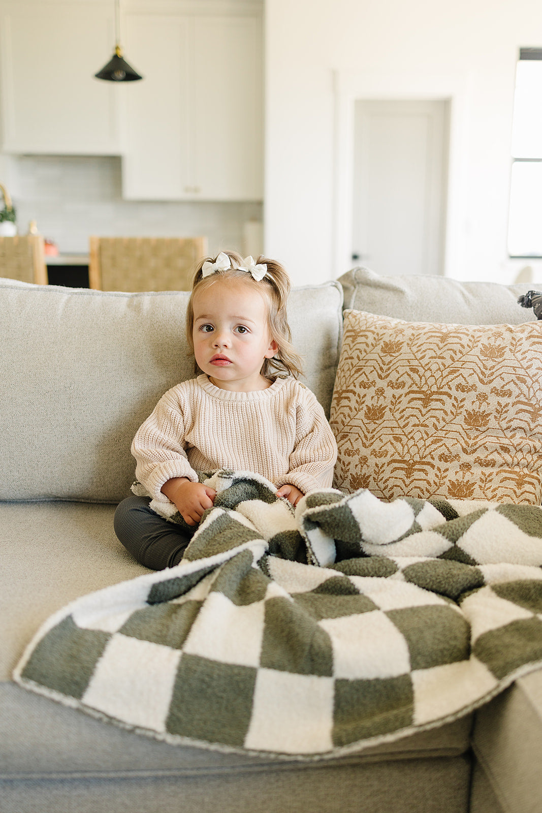 Green Checkered Plush Blanket  Mebie Baby   