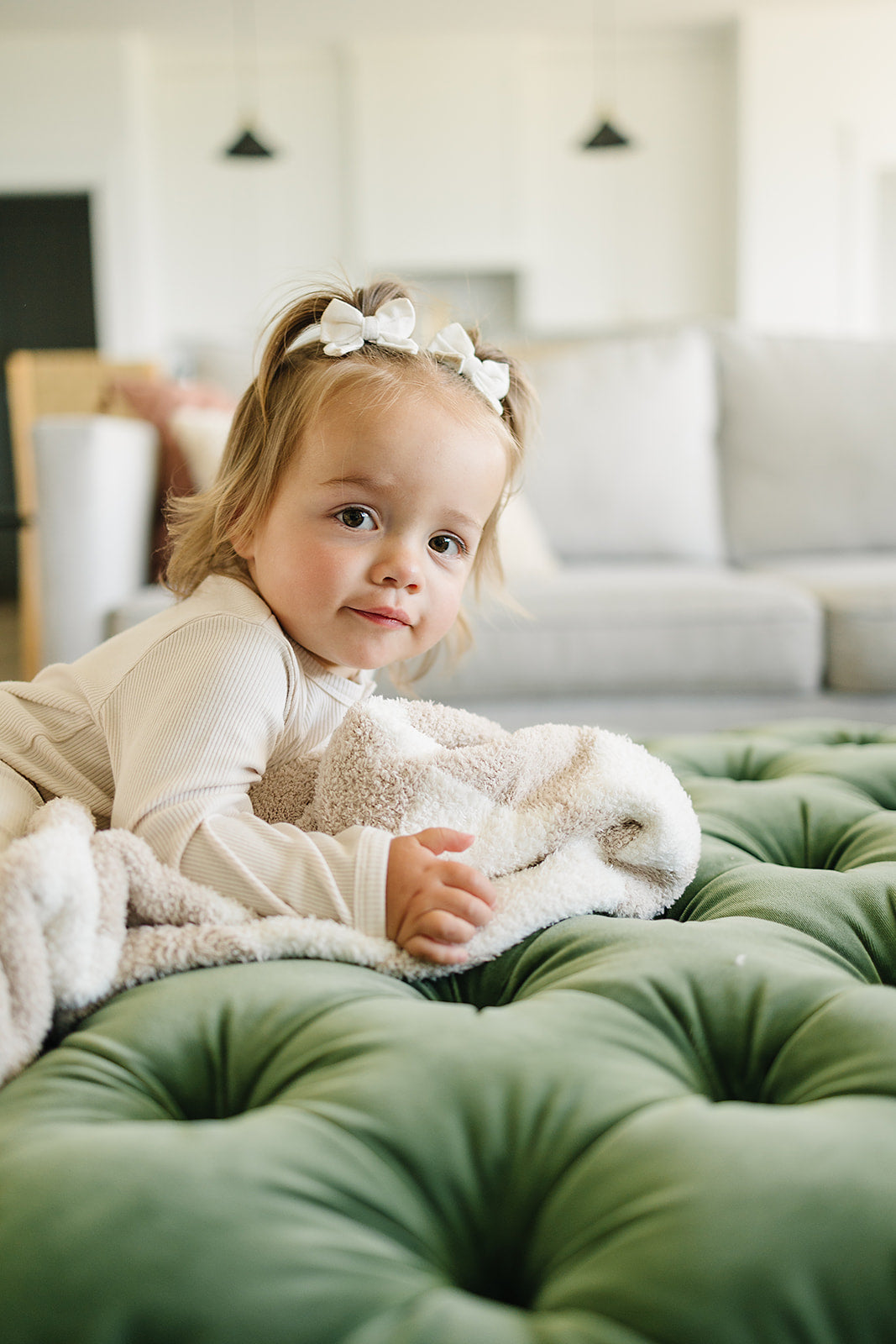 Taupe Checkered Plush Blanket  Mebie Baby   