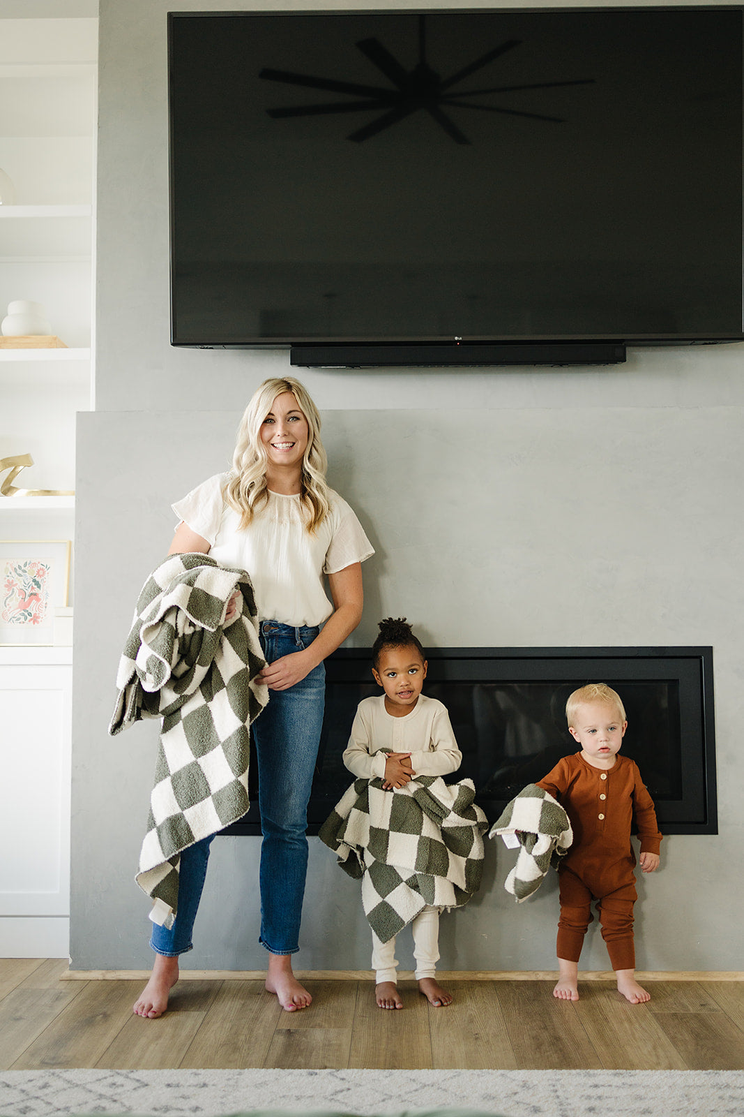 Green Checkered Plush Blanket  Mebie Baby   