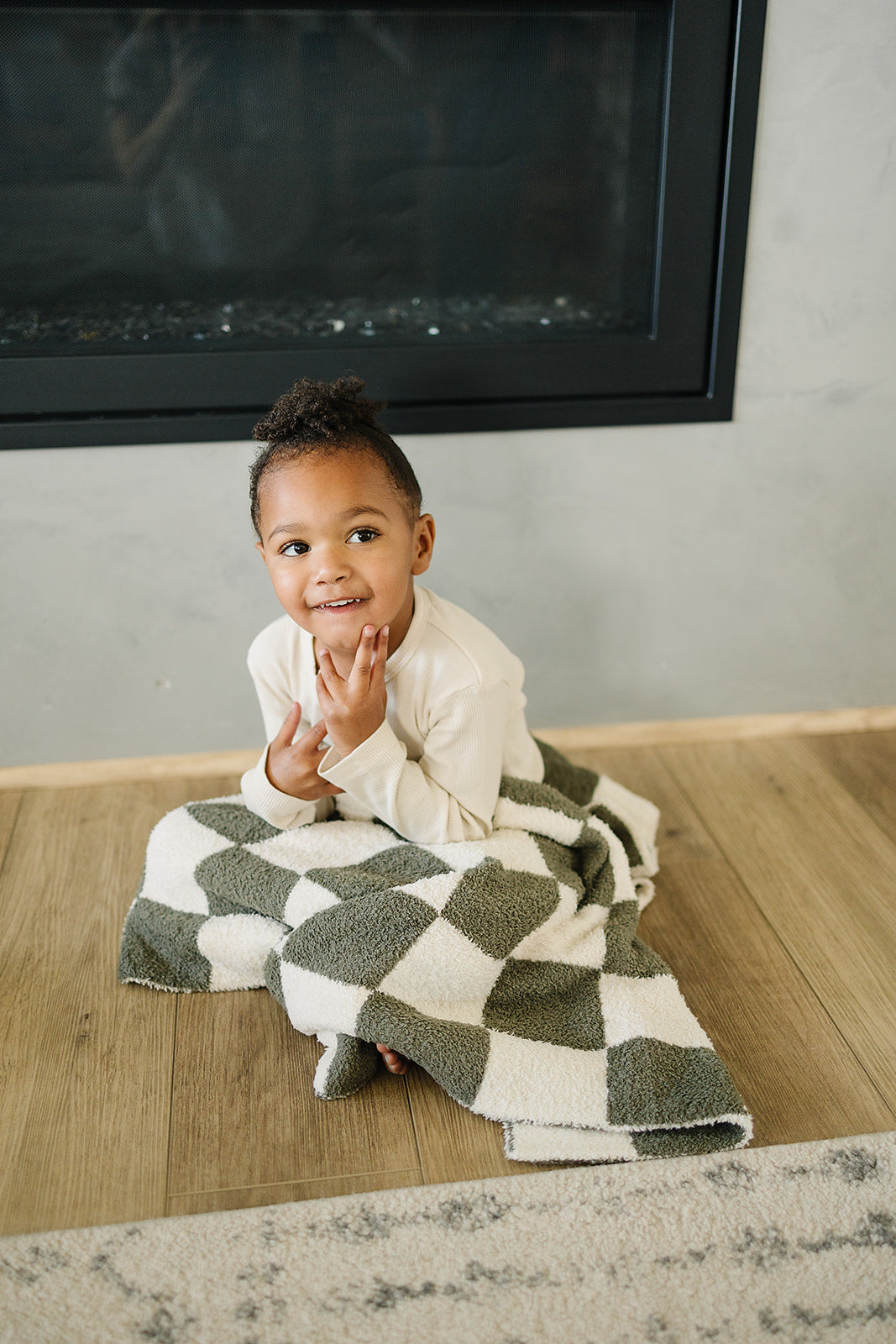 Green Checkered Plush Blanket  Mebie Baby   