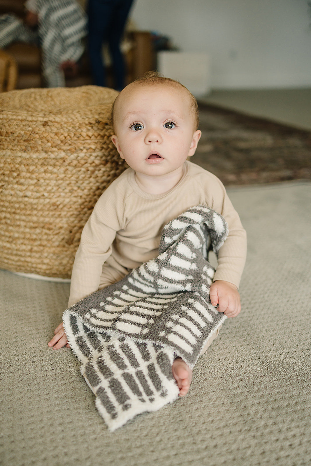 Grey Plush Blanket  Mebie Baby   