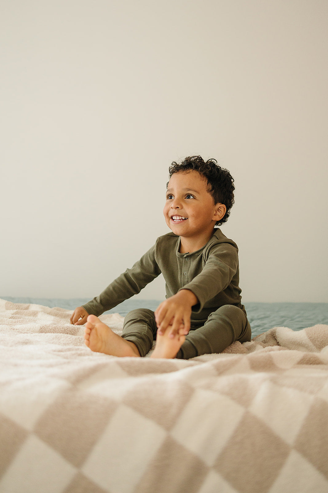 Taupe Checkered Plush Blanket  Mebie Baby   