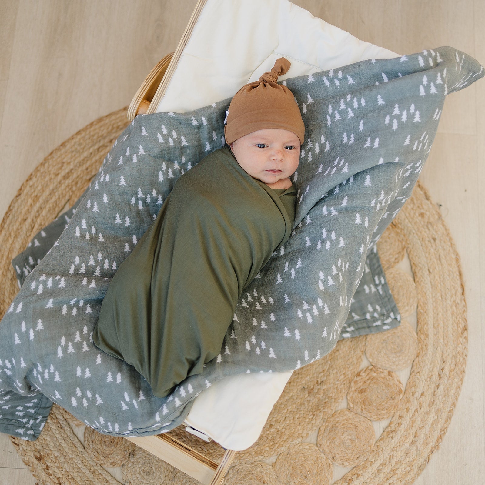 Olive Bamboo Stretch Swaddle  Mebie Baby   