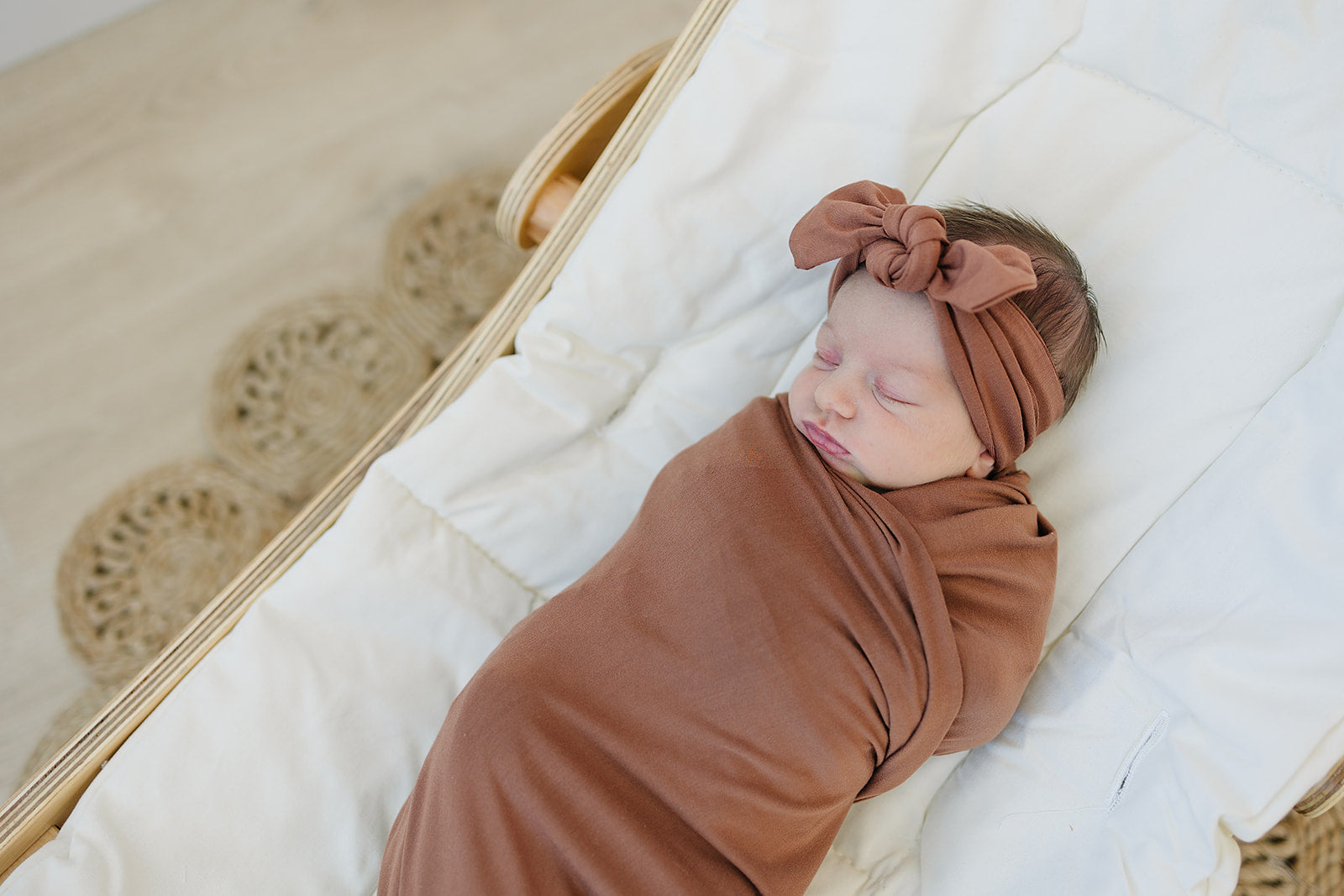 Rust Bamboo Stretch Swaddle  Mebie Baby   