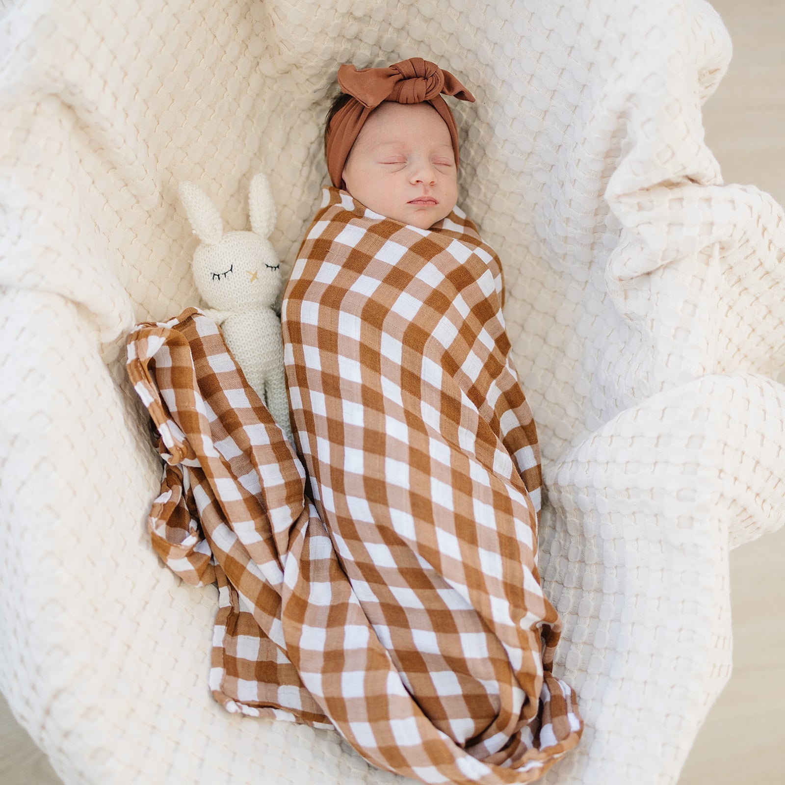 Gingham Muslin Swaddle Blanket  Mebie Baby   