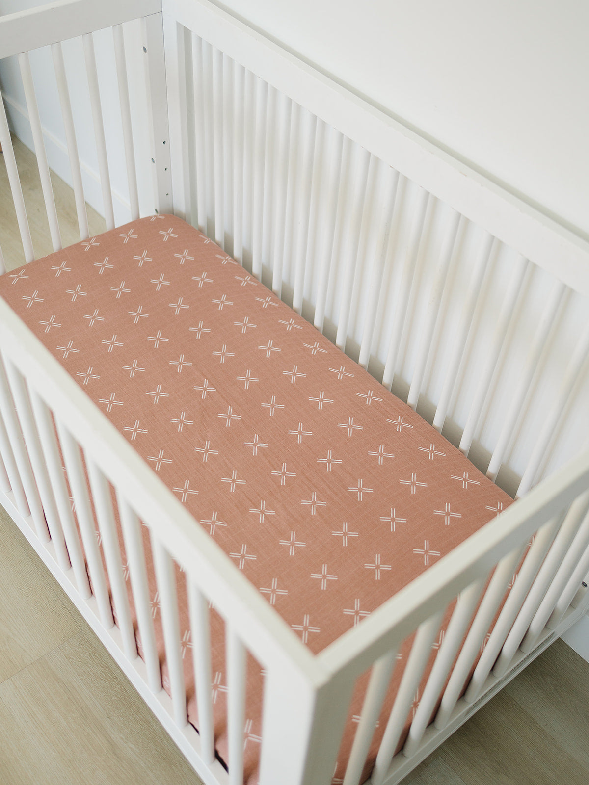 Just Peachy Muslin Crib Sheet  Mebie Baby   