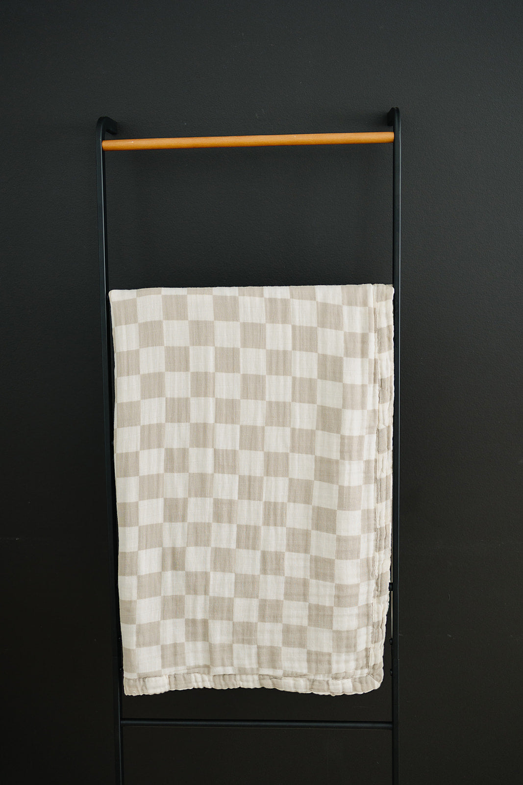 Taupe Checkered Muslin Quilt  Mebie Baby   