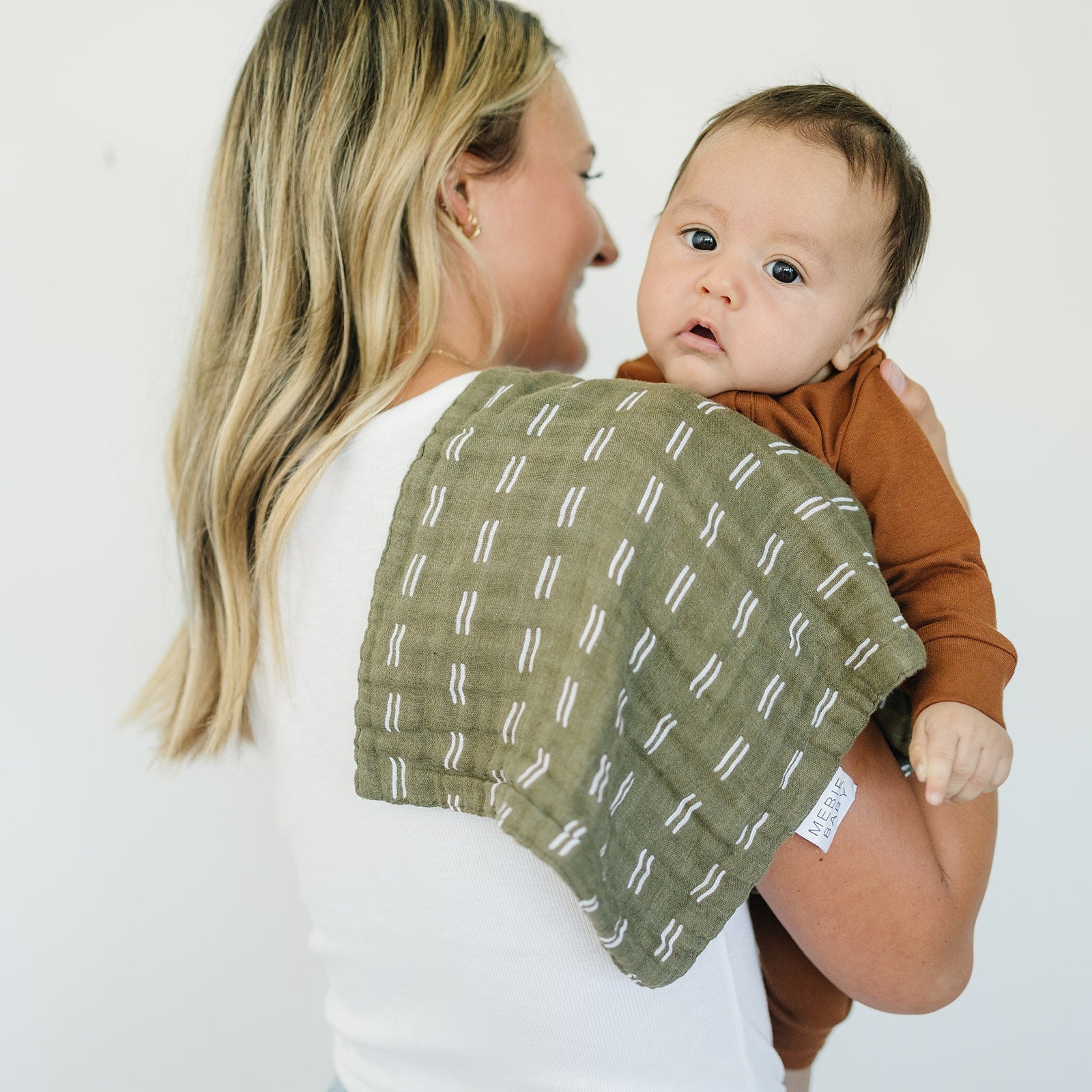 Olive Strokes Muslin Burp Cloth  Mebie Baby   