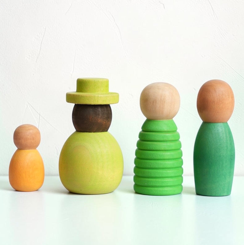 **Pre-order (Ships in 1-2 Weeks)**12 Pcs STAINED Wooden “Together” Peg Dolls Set