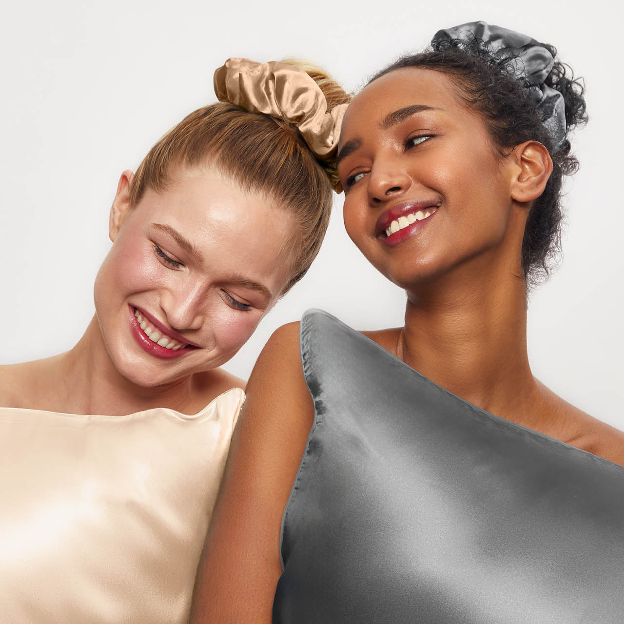 Satin Sleep Pillow Scrunchies - Charcoal/Gold