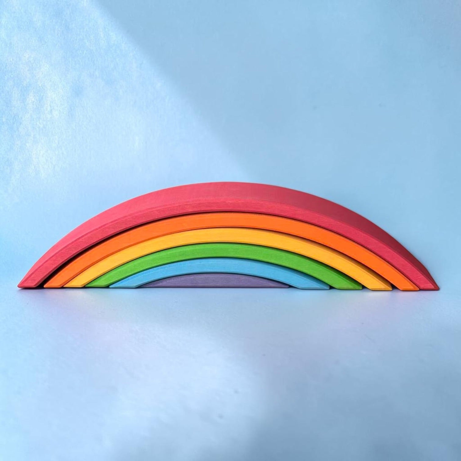 **Pre-order (Ships in 2-3 Weeks)**6-Piece Basswood Rainbow Bridge Building Blocks| Painted & Hand-Stained