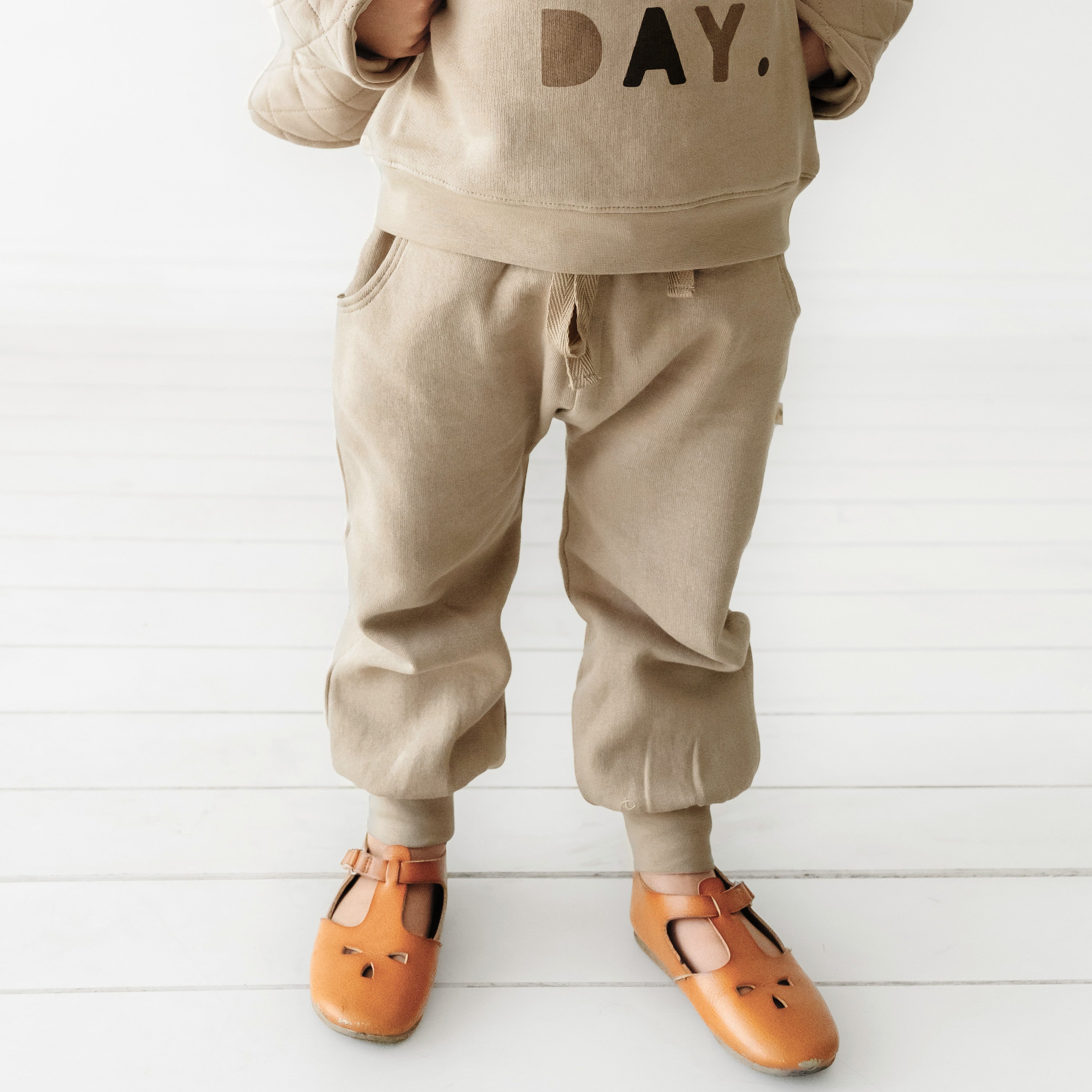 Organic Baby Toddler Jogger Pants - Mocha Jogger Pants Makemake Organics   