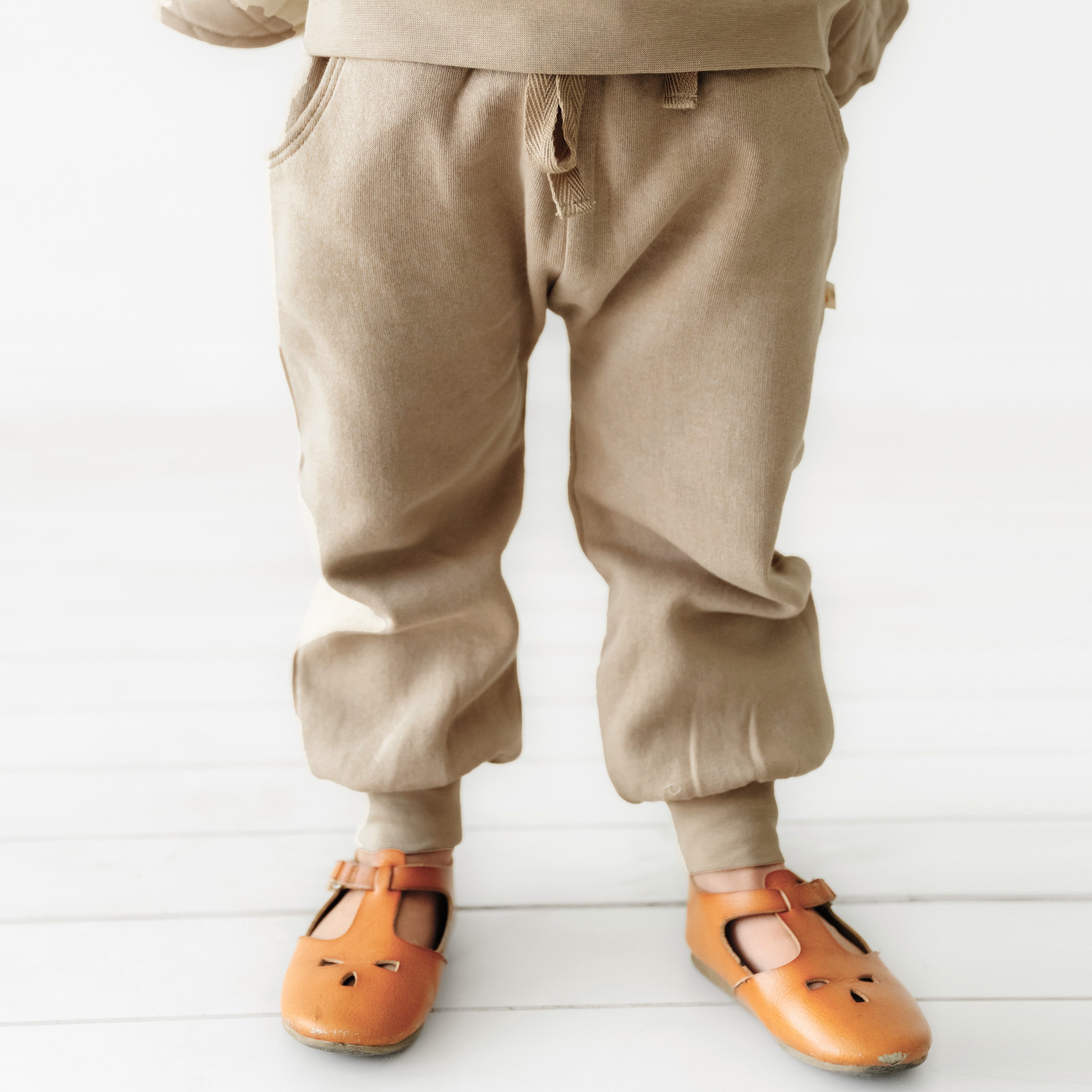 Organic Baby Toddler Jogger Pants - Mocha Jogger Pants Makemake Organics   