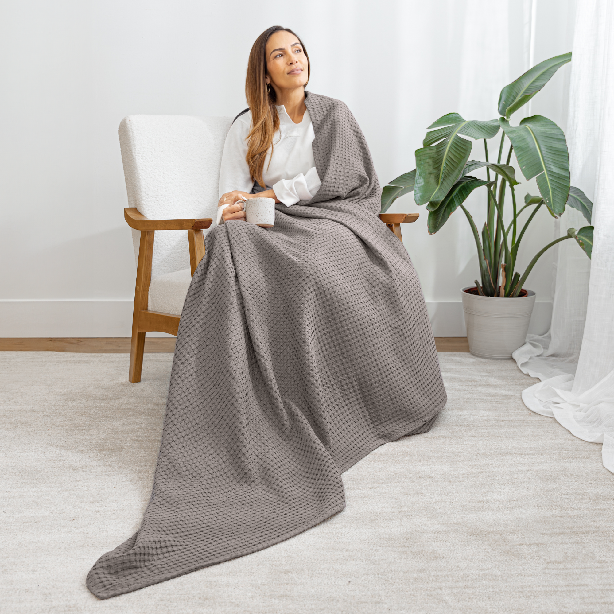 Adult Waffle Blankets in Charcoal