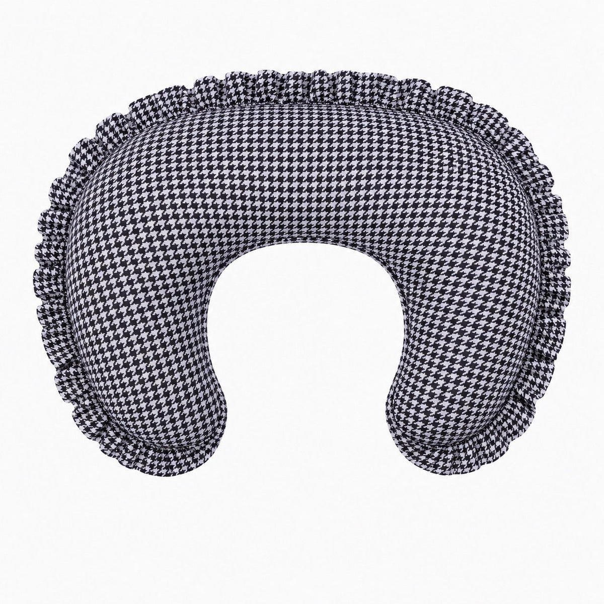Black White Houndstooth Ruffle Nursing Pillow Cover