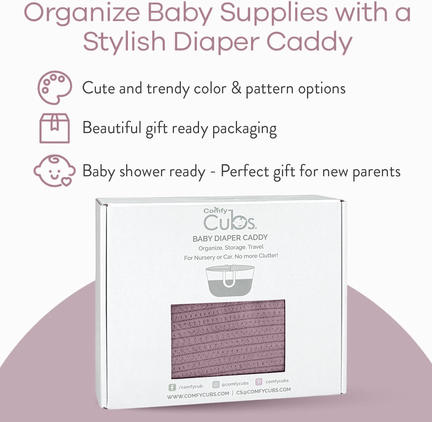 Rope Diaper Caddy by Comfy Cubs - Mauve