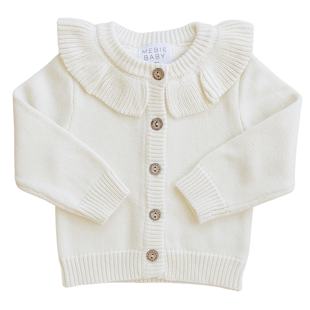 Cream Ruffle Knit Cardigan