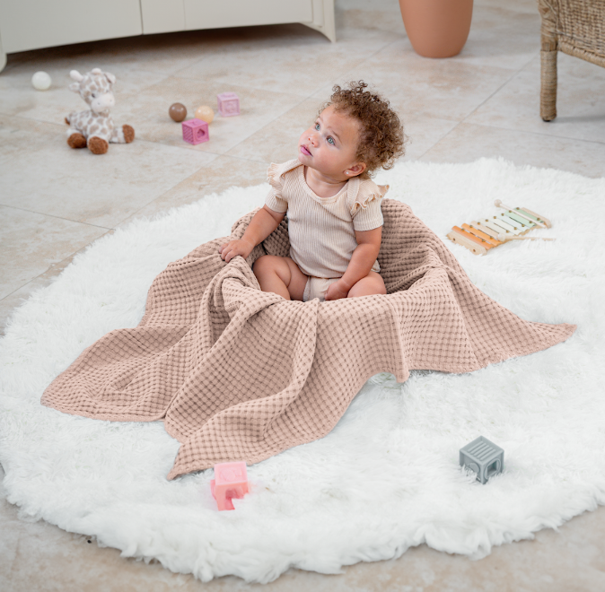 Baby Waffle Blankets by Comfy Cubs in Blush