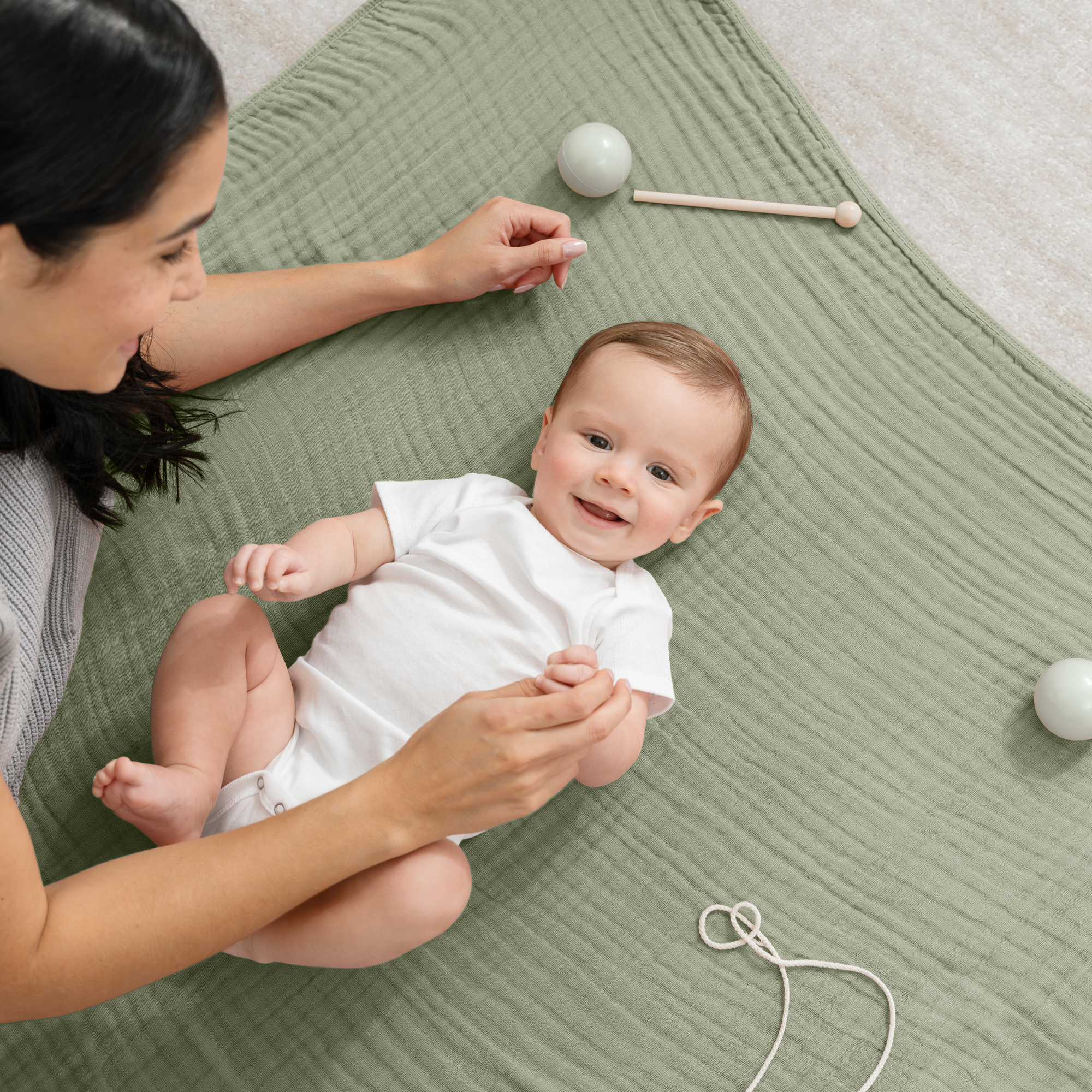 Baby Muslin Blanket by Comfy Cubs in Sage