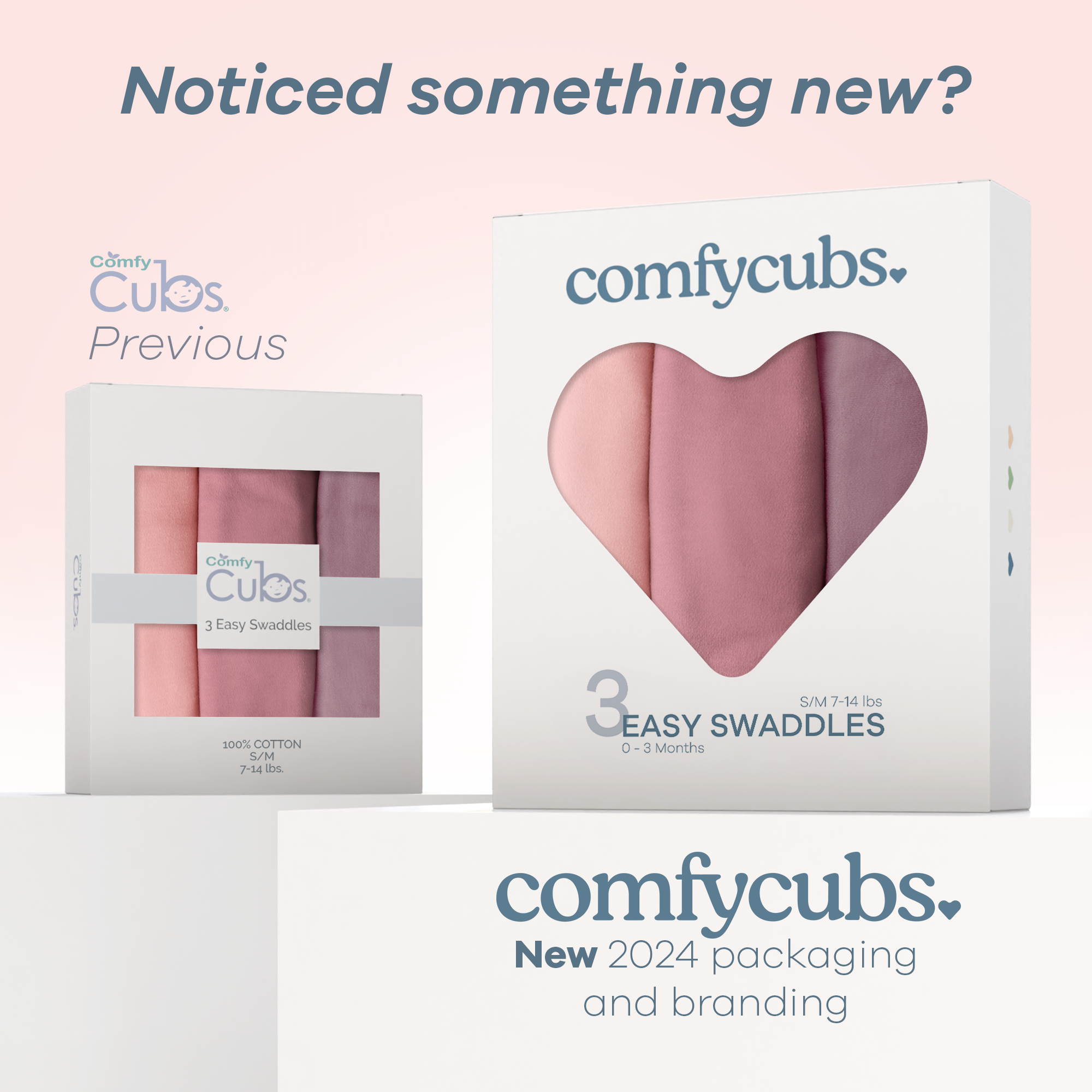 Easy Swaddle Blankets by Comfy Cubs  - Blush, Mauve, Mulberry, Pack of 3