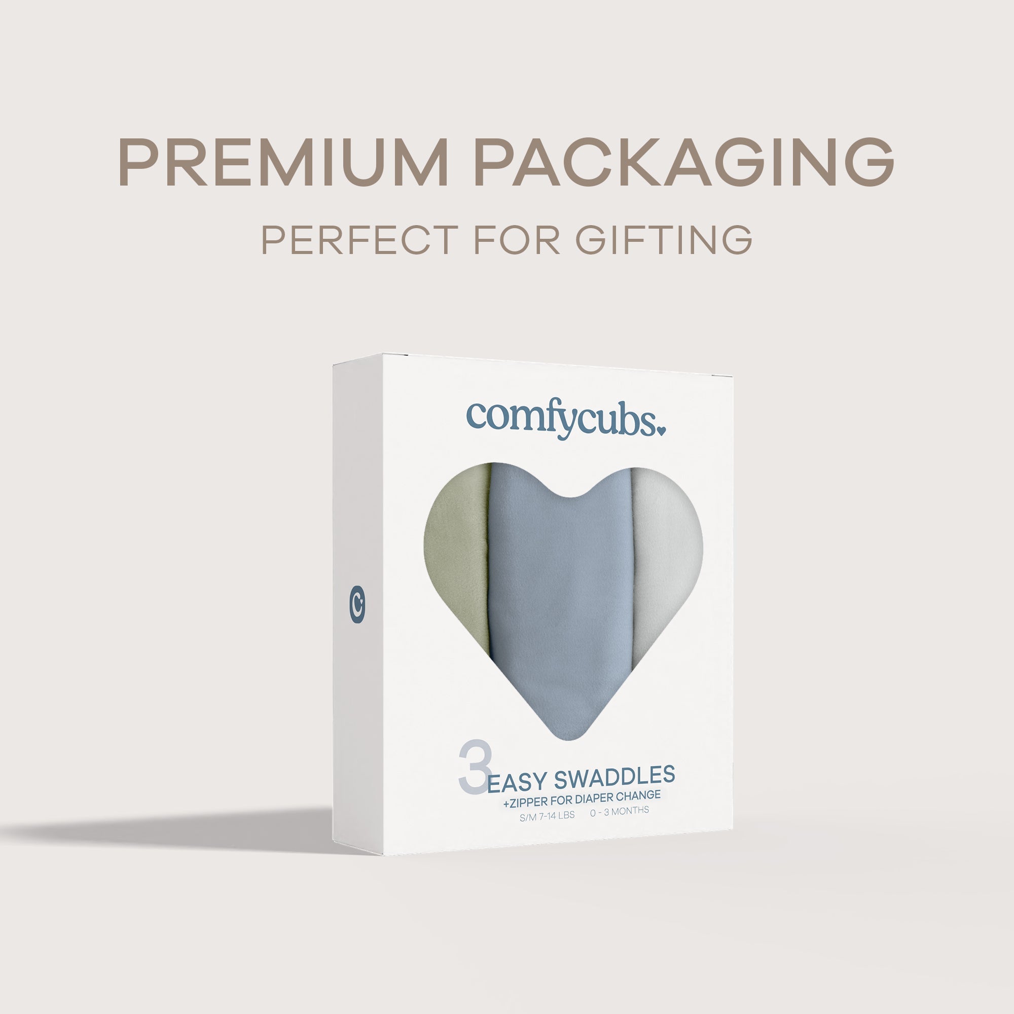 Easy Swaddle Blankets with Zipper in Stone, Pacific Blue, Sage