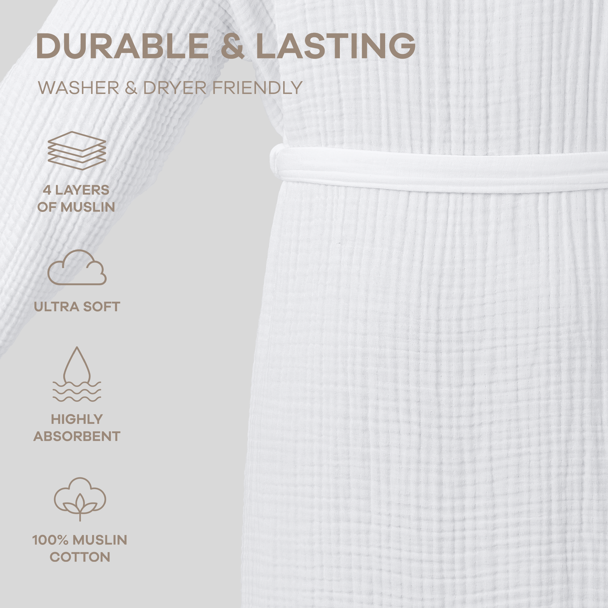 Muslin Bathrobe, White by Comfy Cubs