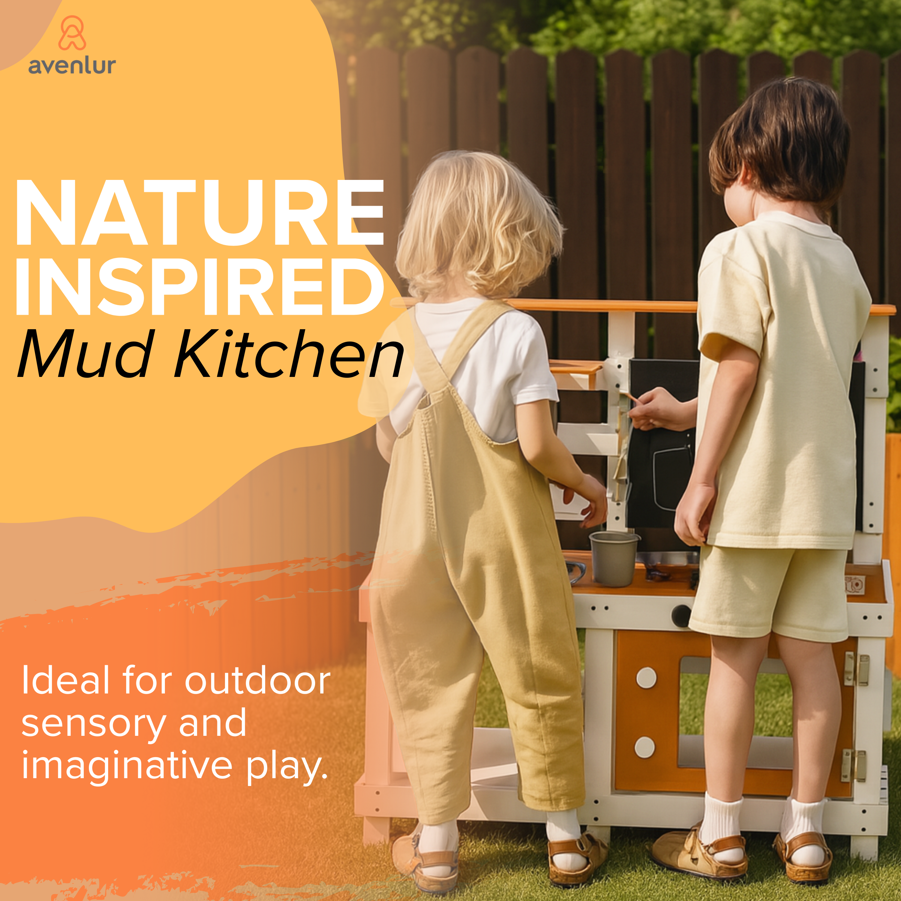 Avenlur Woodland Mud Kitchen – Montessori Outdoor Wooden Play Kitchen