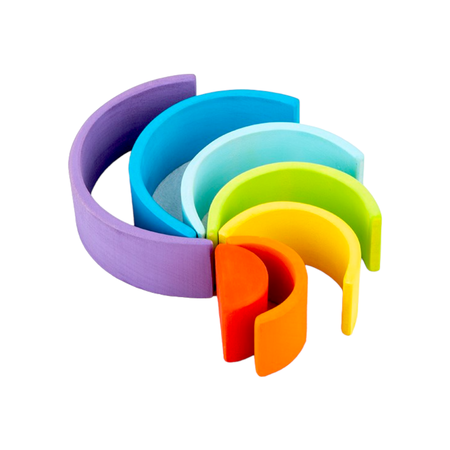 **Pre-order (Ships in 2-3 Weeks)**7 Pcs STAINED Mini Wooden Rainbow Stacker in Stained Purple Sunset Color