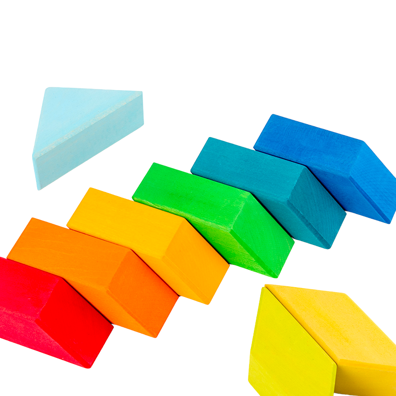 **Pre-order (Ships in 2-3 Weeks)**36-Piece Stained Large Rainbow Square Geometric Puzzle Block Set with Storage Tray