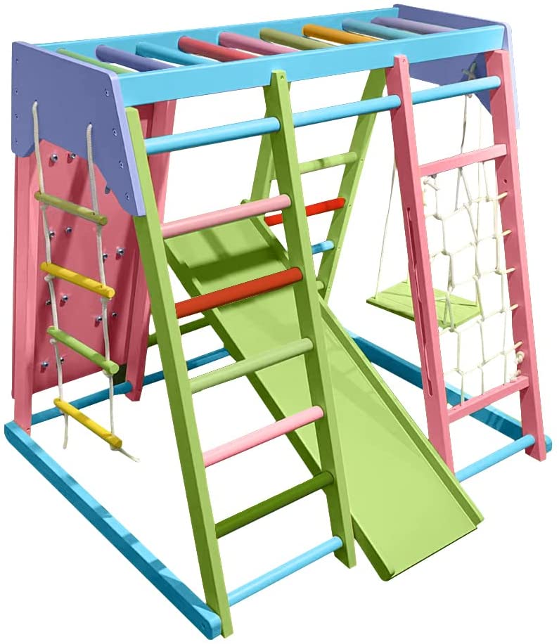 Magnolia - Real Wood 7-in-1 Playset Indoor Avenlur.com Rainbow Medium ('47'x'43'x47') 