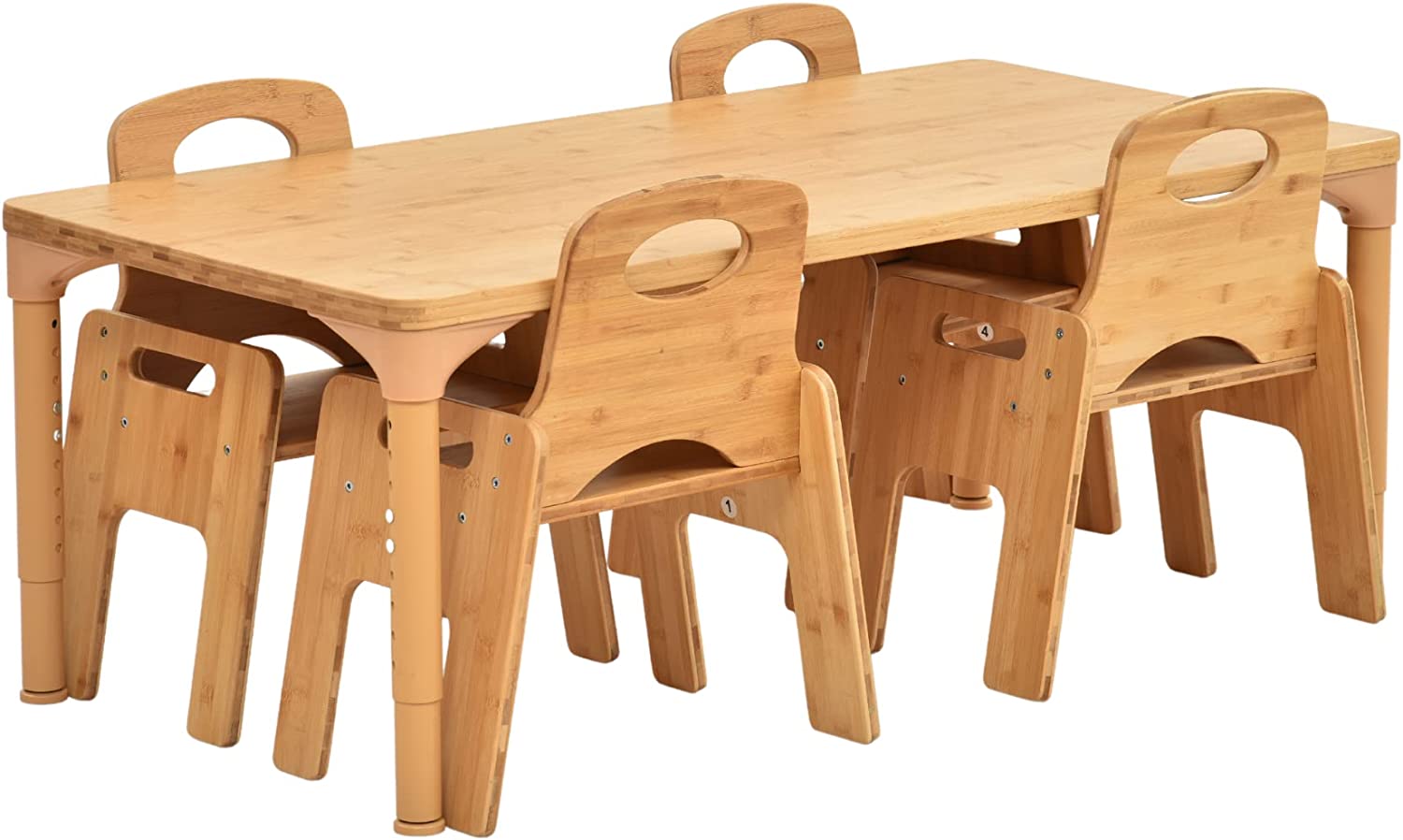 Adrian - Bamboo Toddler Table and Chair 5 Piece Set Indoor Avenlur.com   