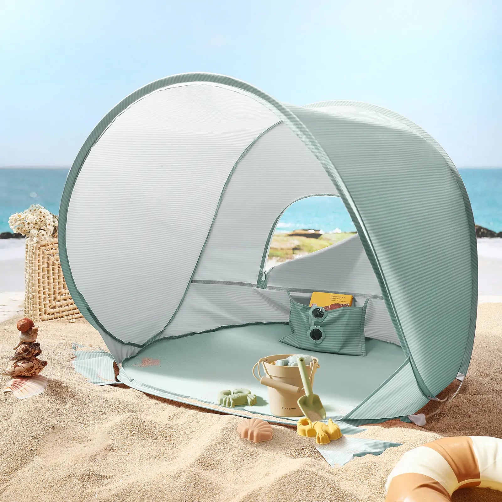Tiny Land® One-Stop Beach Toy & Tent Set – Sea Blue