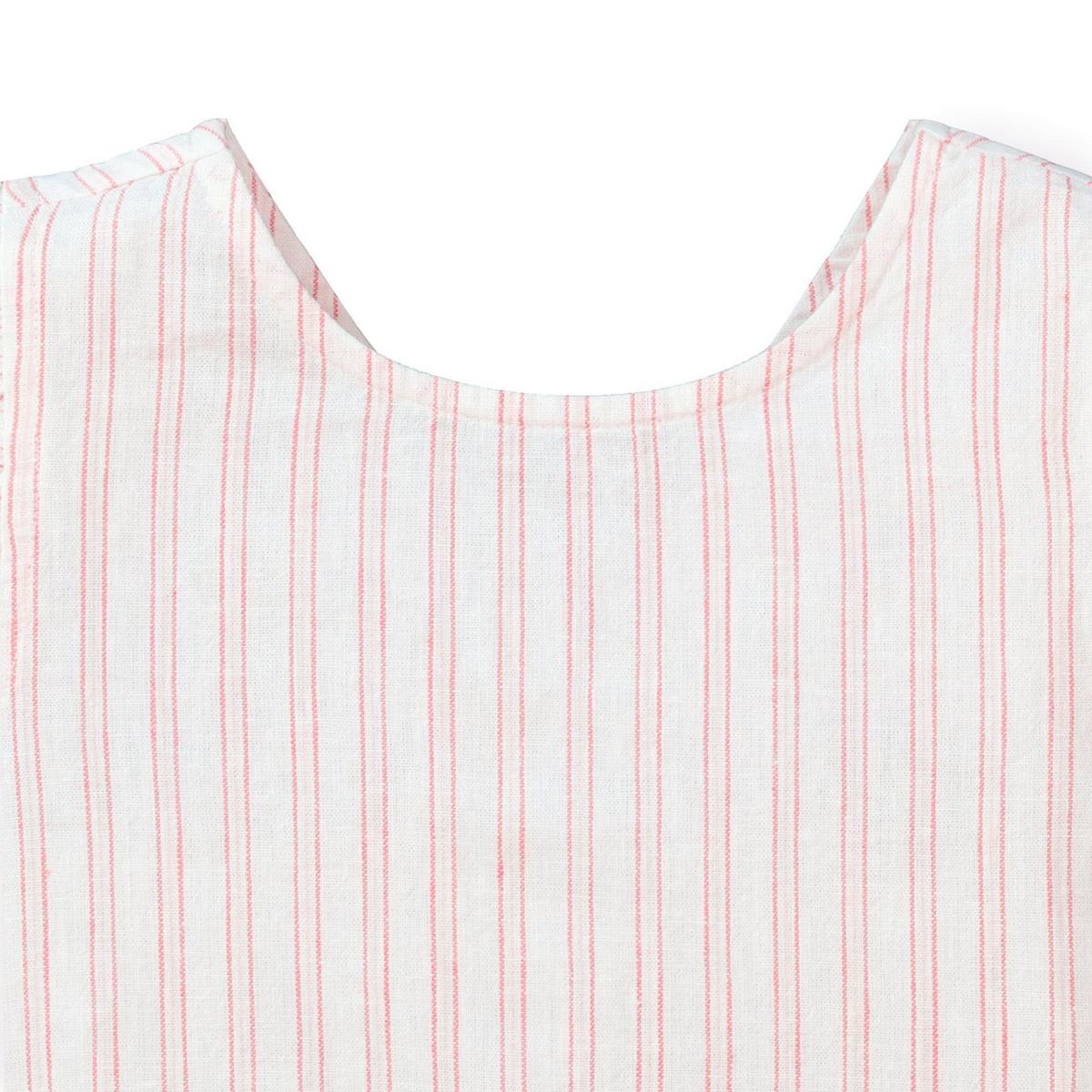 Flutter Sleeve Button Back Top - Soft Red Ticking Stripe