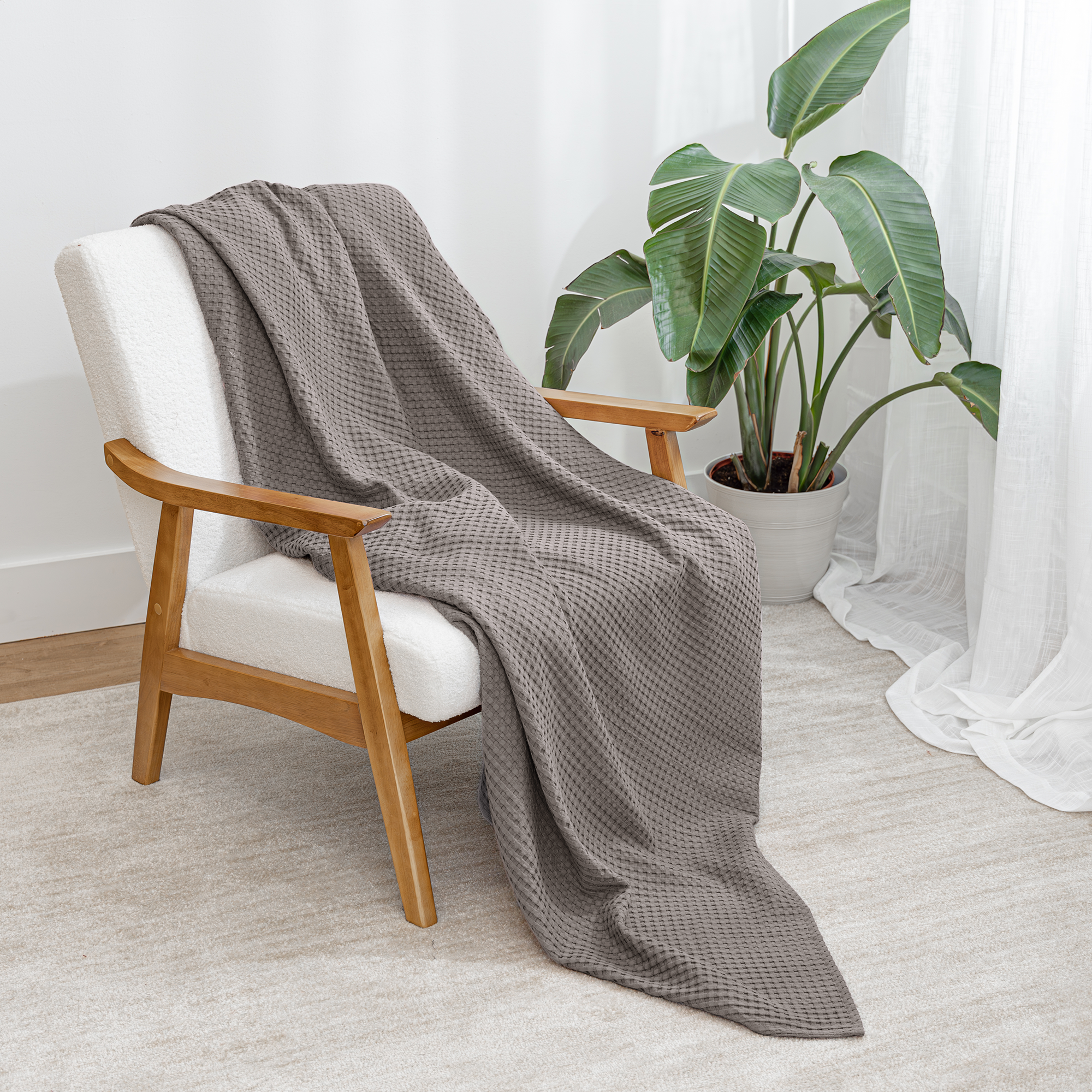 Adult Waffle Blankets in Charcoal