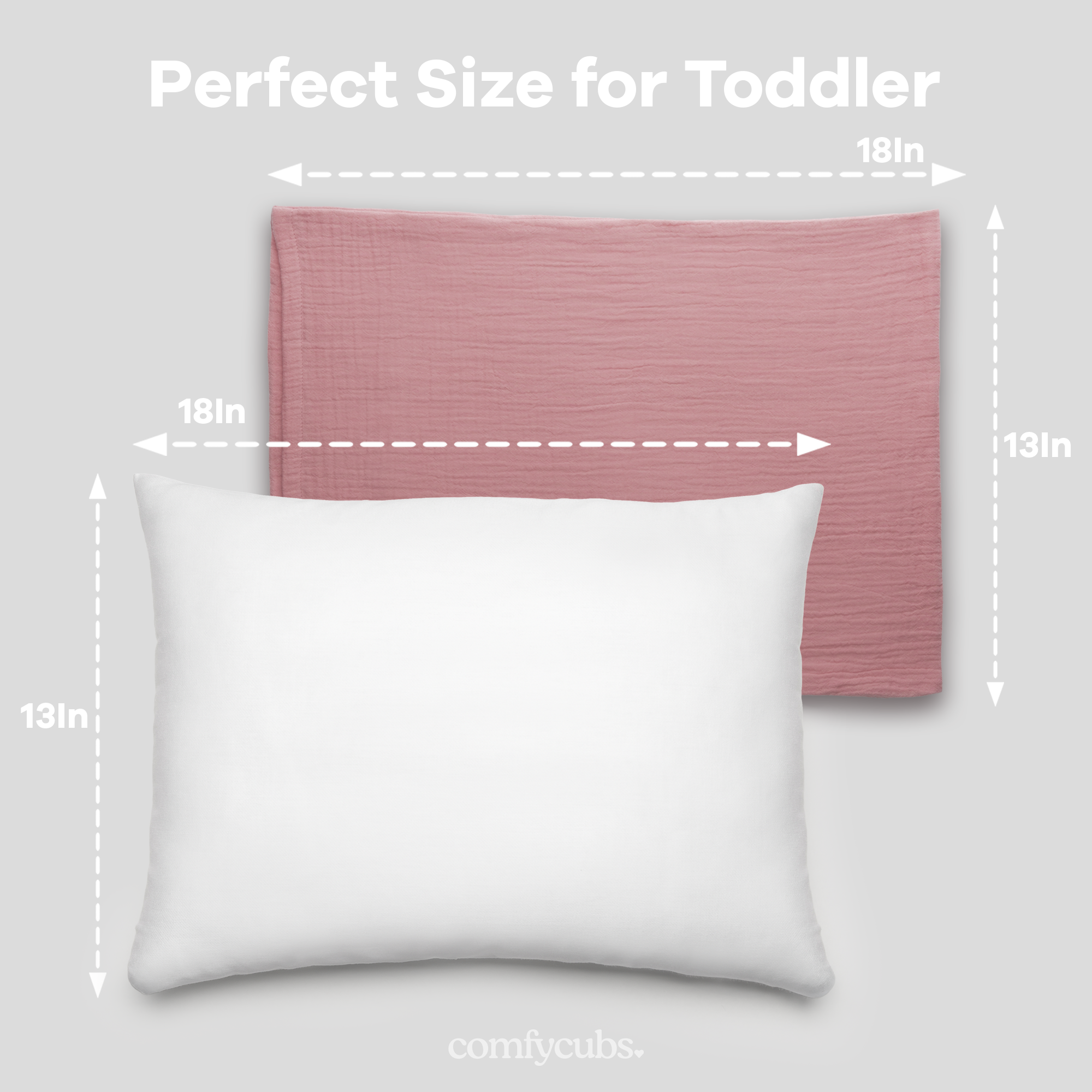 Toddler Pillows with Soft Muslin Pillow Case by Comfy Cubs - Mauve