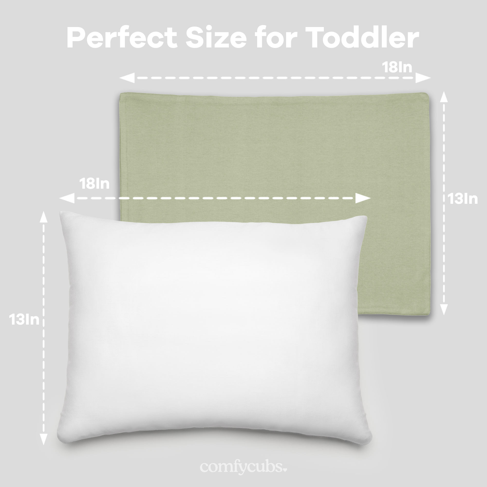 Toddler Pillows with Soft Cotton Pillow Case by Comfy Cubs - Sage