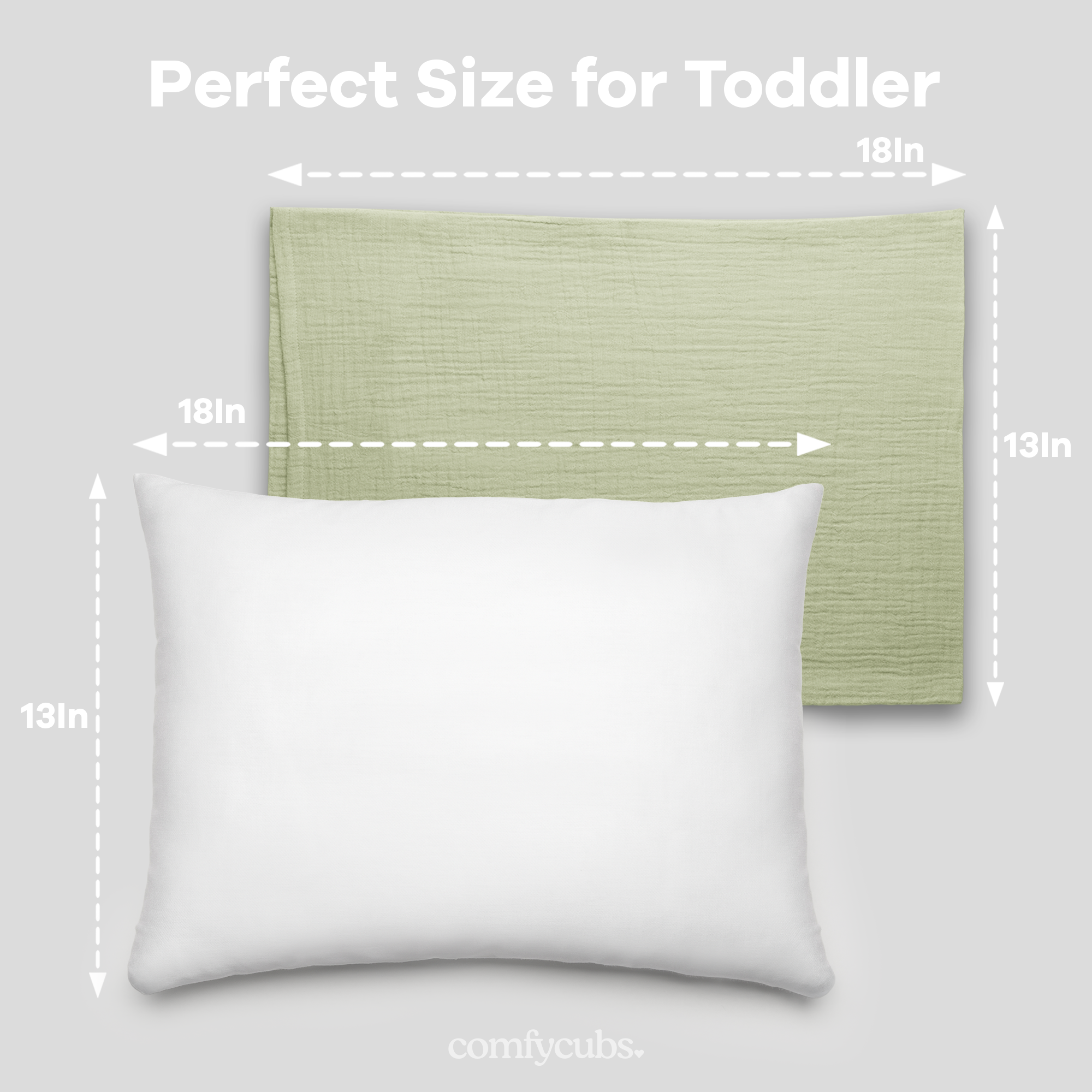 Toddler Pillows with Soft Muslin Pillow Case by Comfy Cubs - Sage