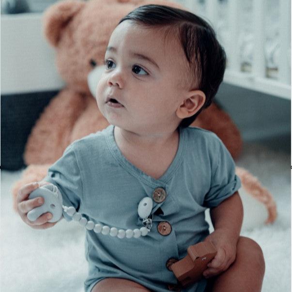 Pacifier Clips, 2 Pack by Comfy Cubs - Grey