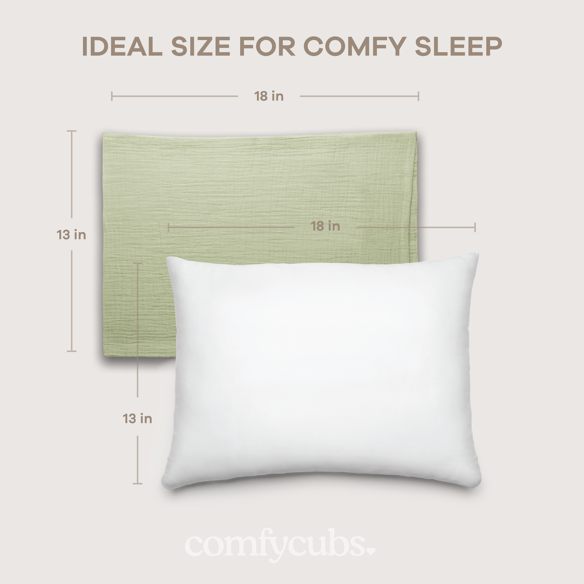 Toddler Pillows with Soft Muslin Pillow Case in Sage