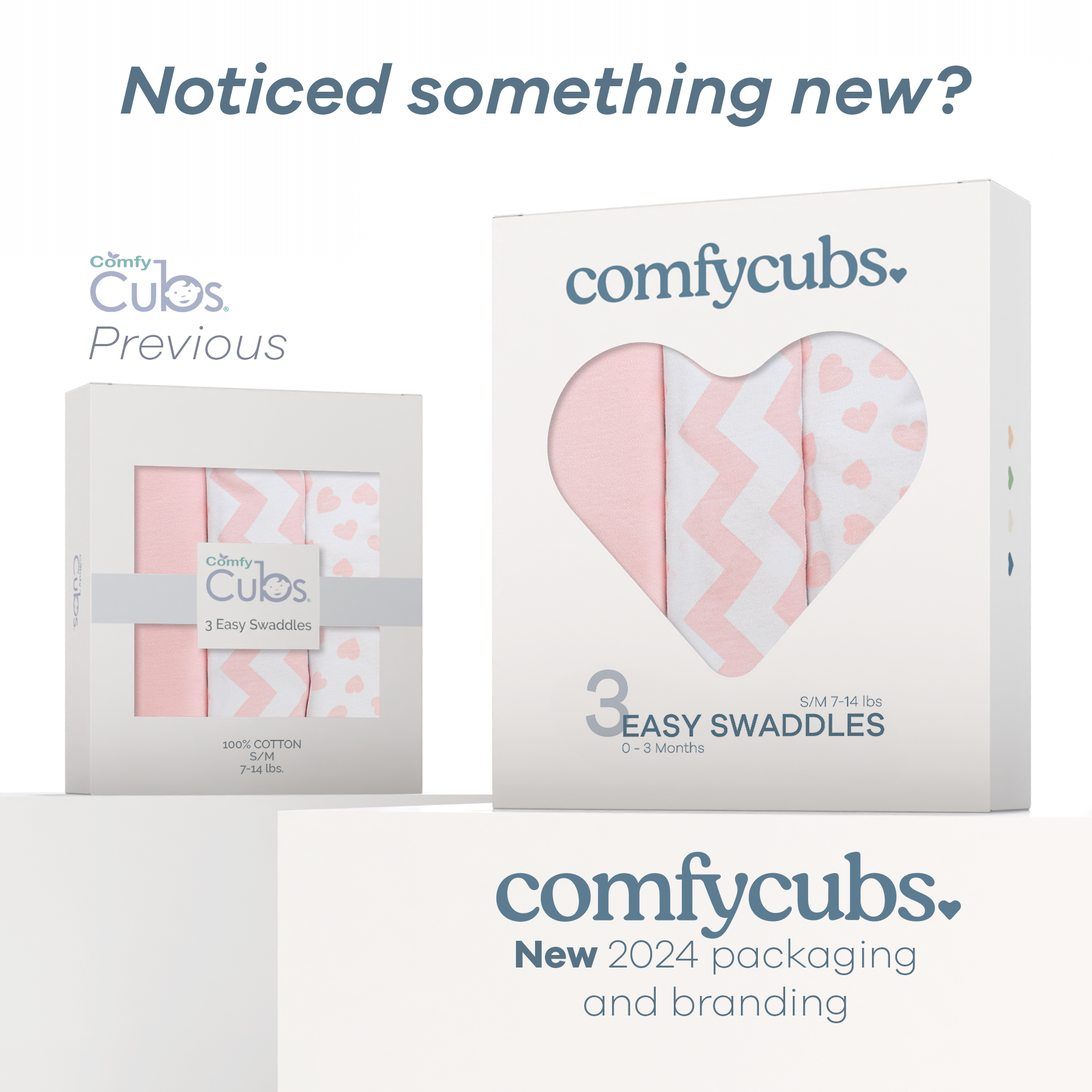 Easy Swaddle Blankets by Comfy Cubs - Pink, Pack of 3