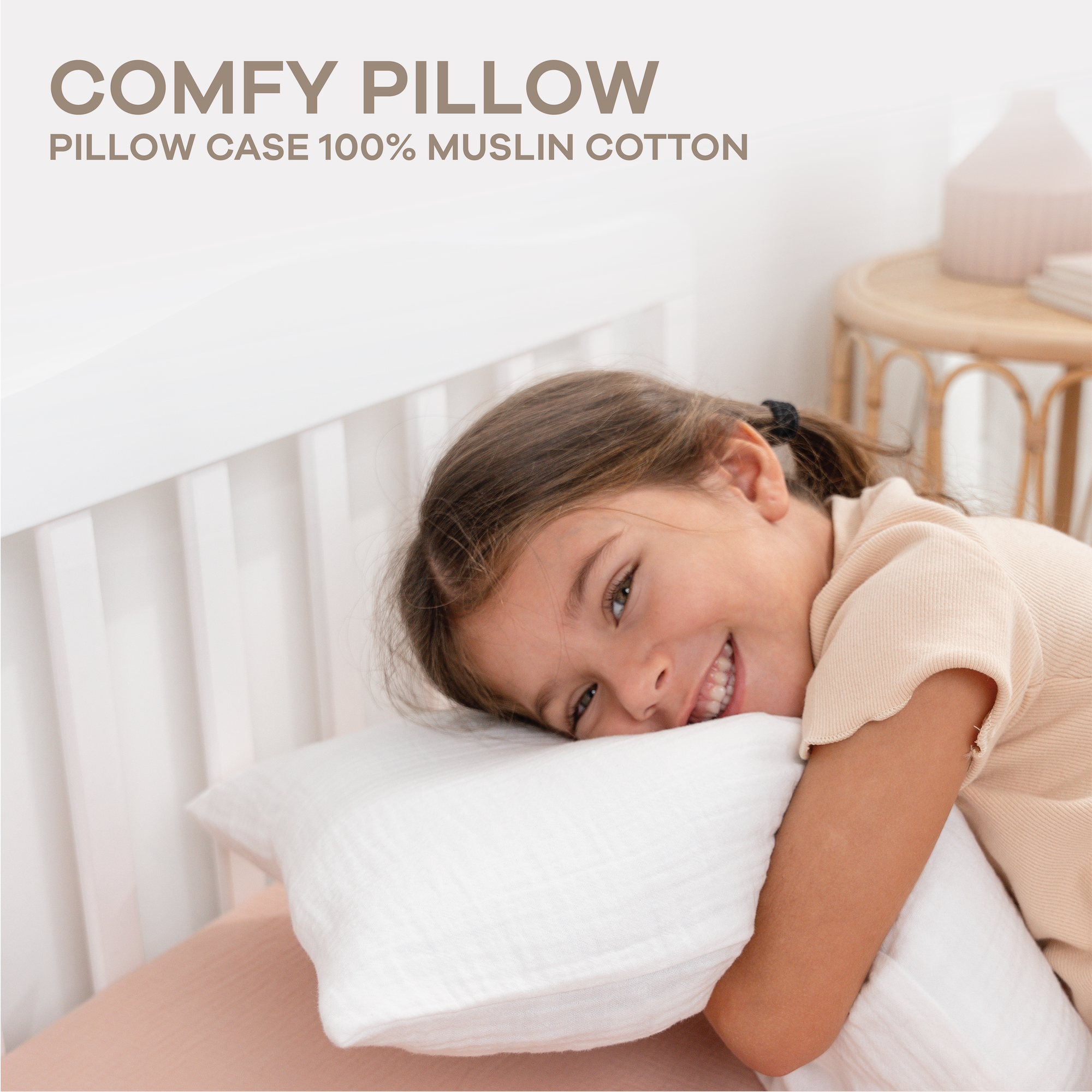 Toddler Pillows with Soft Muslin Pillow Case in White