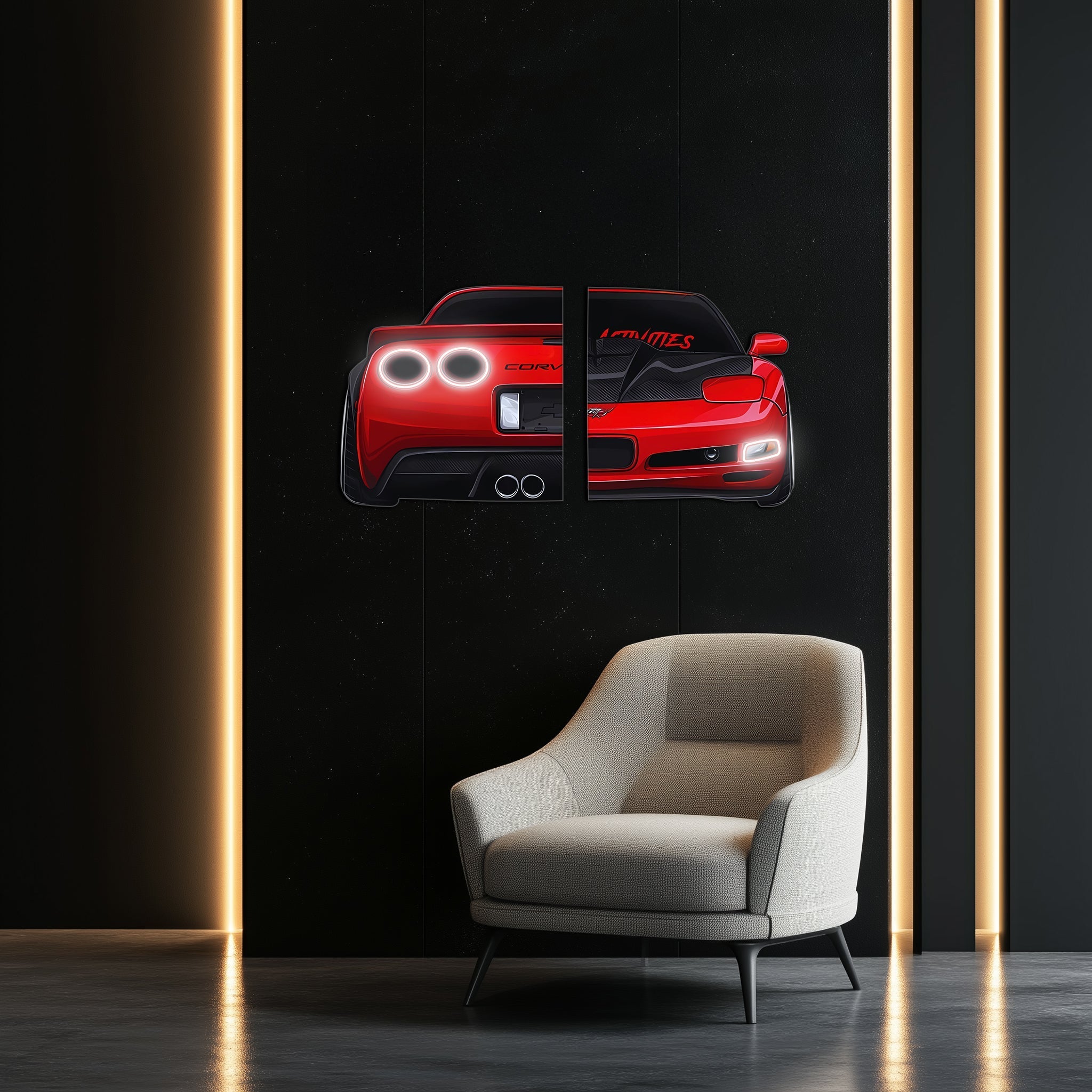 Car light up sign, Car neon light sign, Car wall art lighted, Car led wall decor, Car led sign, Garage neon sign, Neon painting art For Man - UvCar22