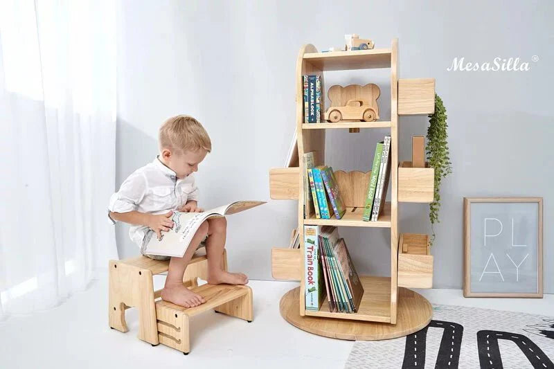 Mesasilla Solid Wood Rotating Bookshelf for Kids - 360 Degree Home Library  MesaSilla USA   