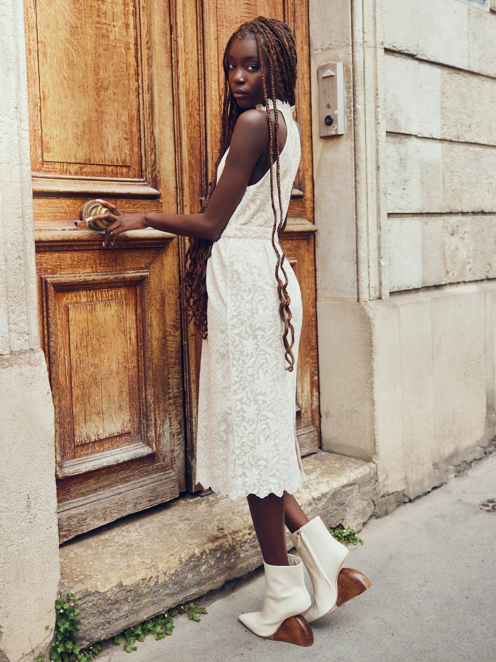 Ilona Midi Dress - Ivory Crochet Lace