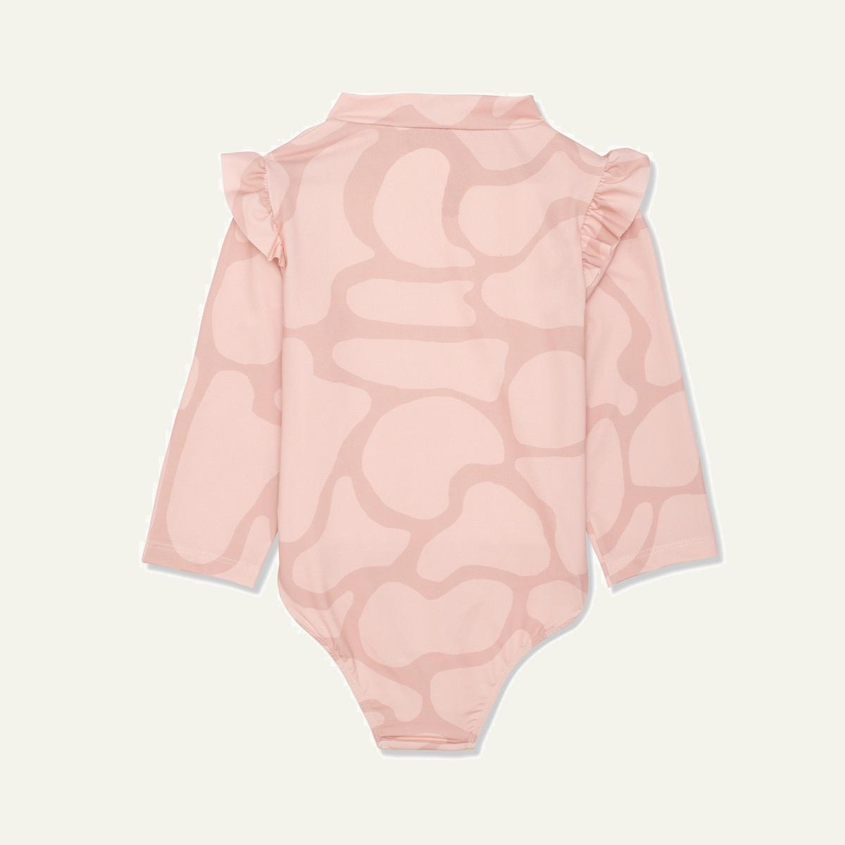 Recycled Polyester Spotted Giraffe Zipped Baby Rashguard - Misty Rose/sepia Rose