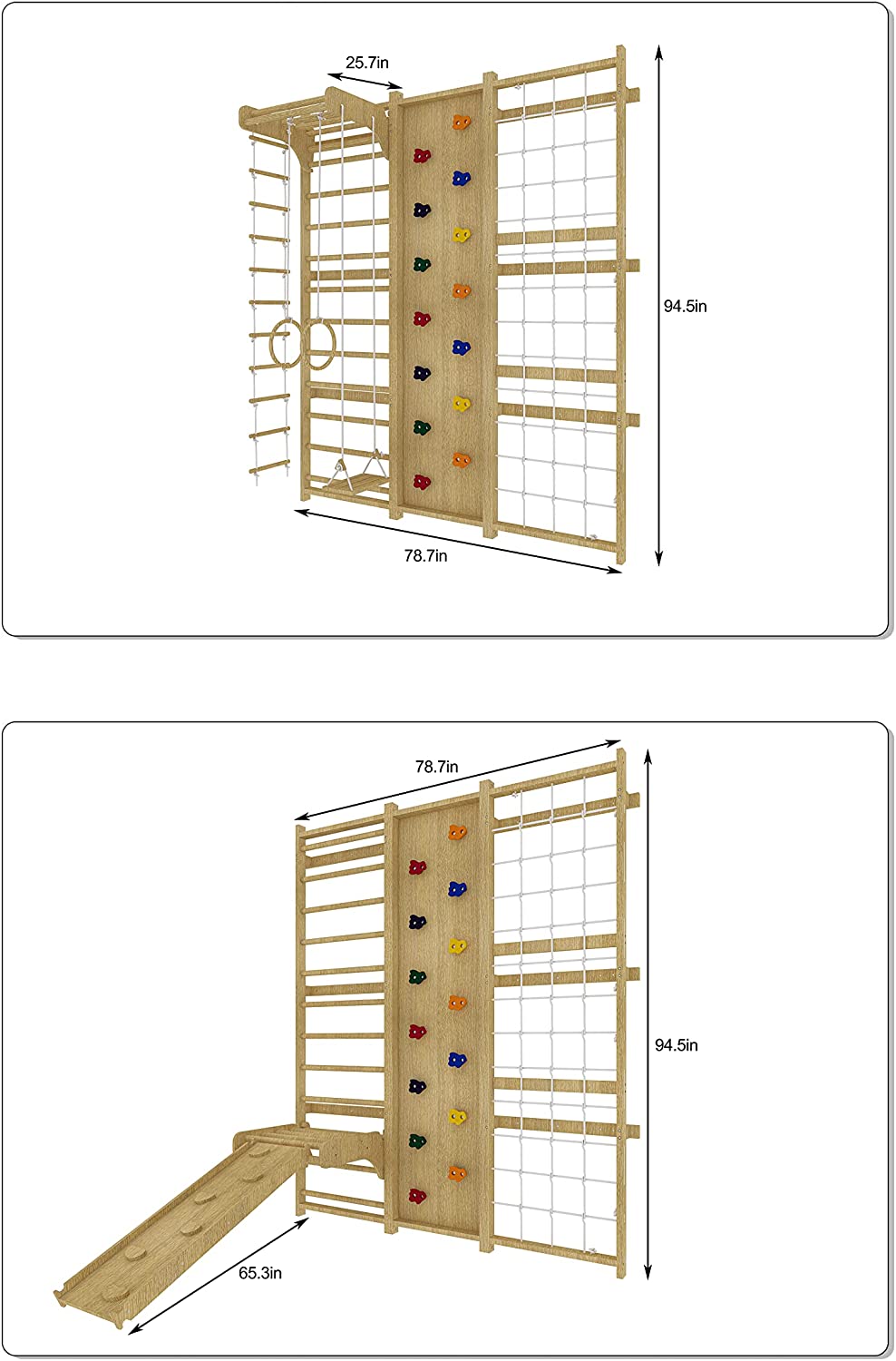 Walnut - 9-in-1 Swedish Ladder Wall Gym and Climber Indoor Avenlur.com 94.5 Inches  