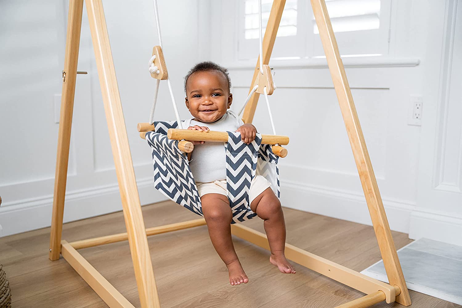 Spruce - Baby and Toddler Foldable Wooden Swing Set Indoor Avenlur.com   